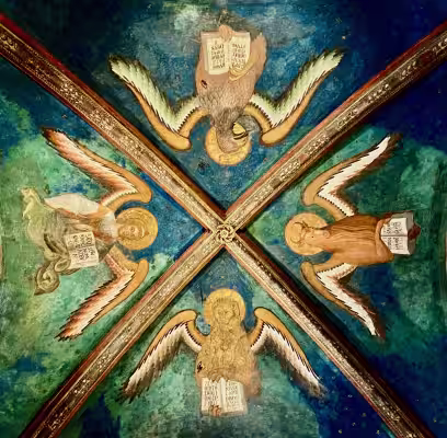 Ceiling fresco with the four evangelists inside the Sancta Sanctorum
