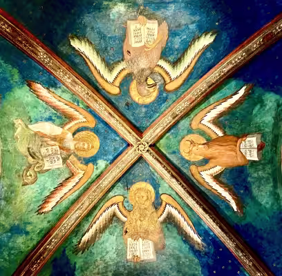 Ceiling fresco with the four evangelists inside the Sancta Sanctorum